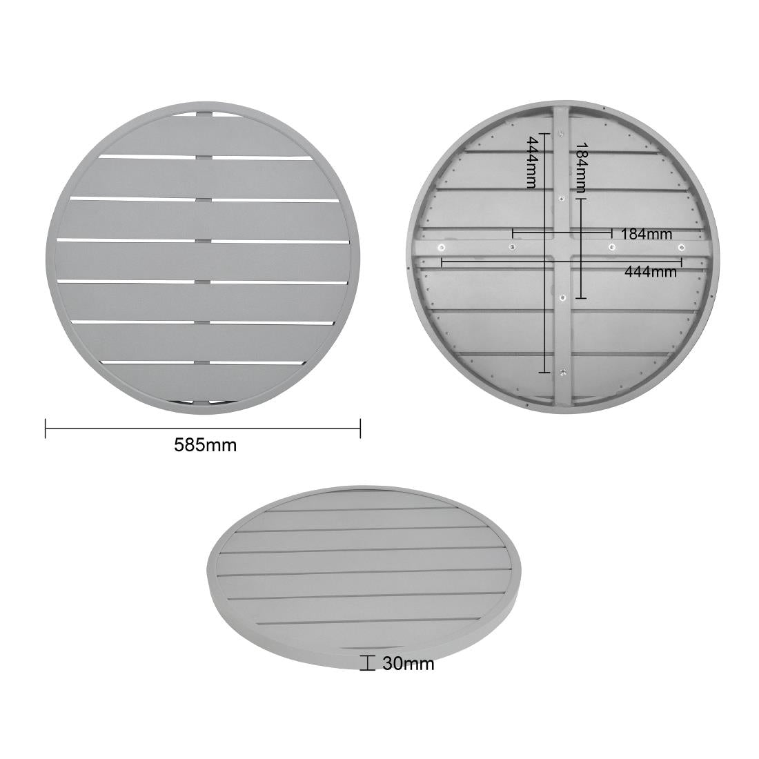 Plateau de table rond en aluminium Bolero gris clair 580 mm - Bolero - FX038