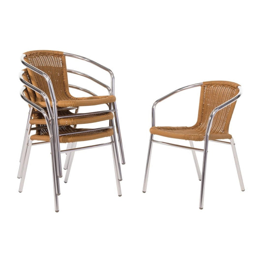 Fauteuils en rotin PE et aluminium empilables Bolero (lot de 4) - Bolero - U422
