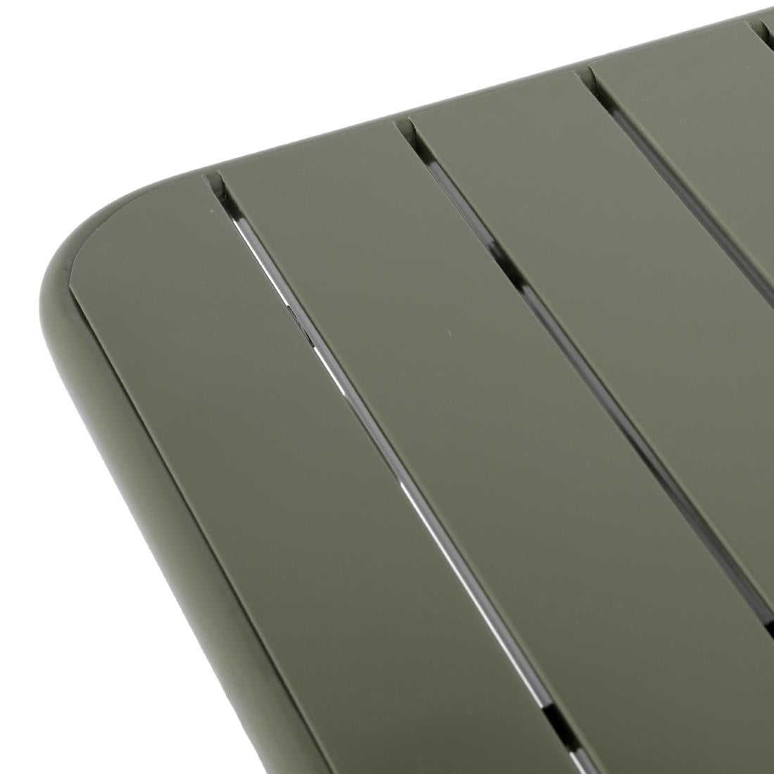 Table pliante à lattes carrée en acier Bolero Amalfi 700 mm vert olive - Bolero - HZ820