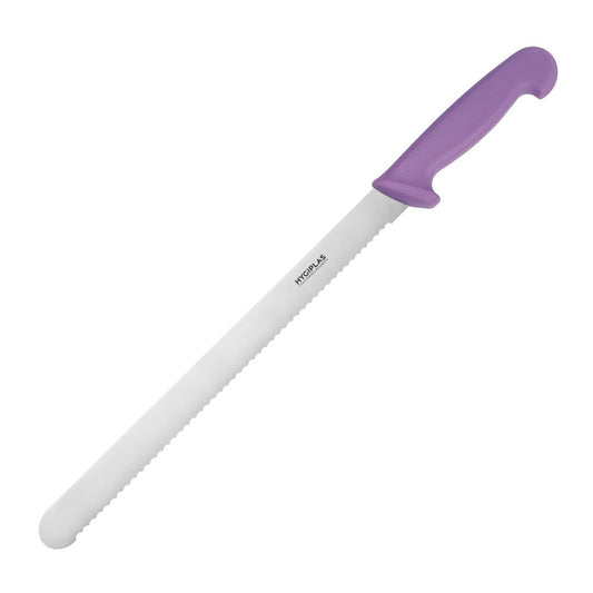 Couteau à génoise dentelé Hygiplas violet 30,5cm - Hygiplas - FX119