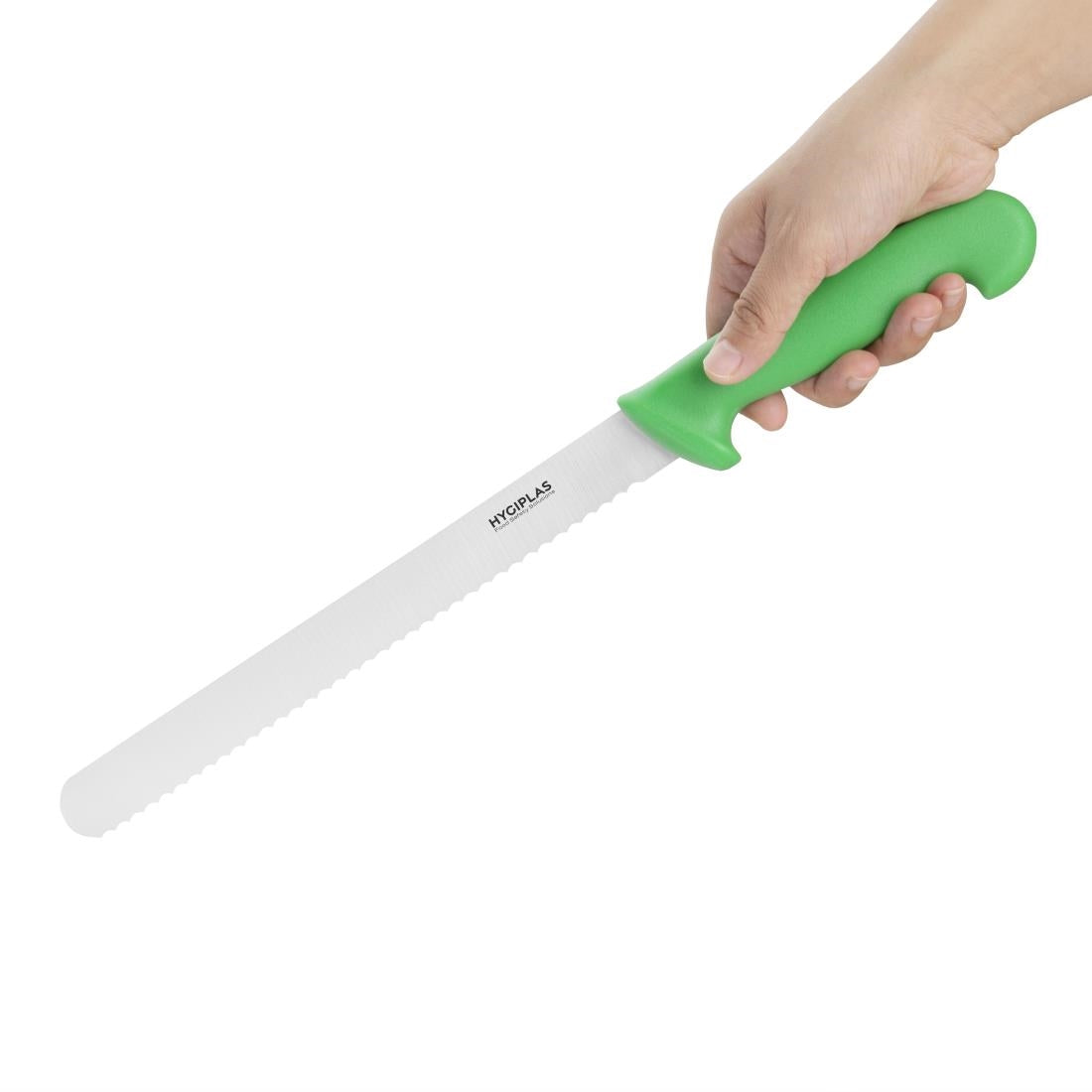 Couteau à génoise dentelé Hygiplas vert 254mm - Hygiplas - FX121