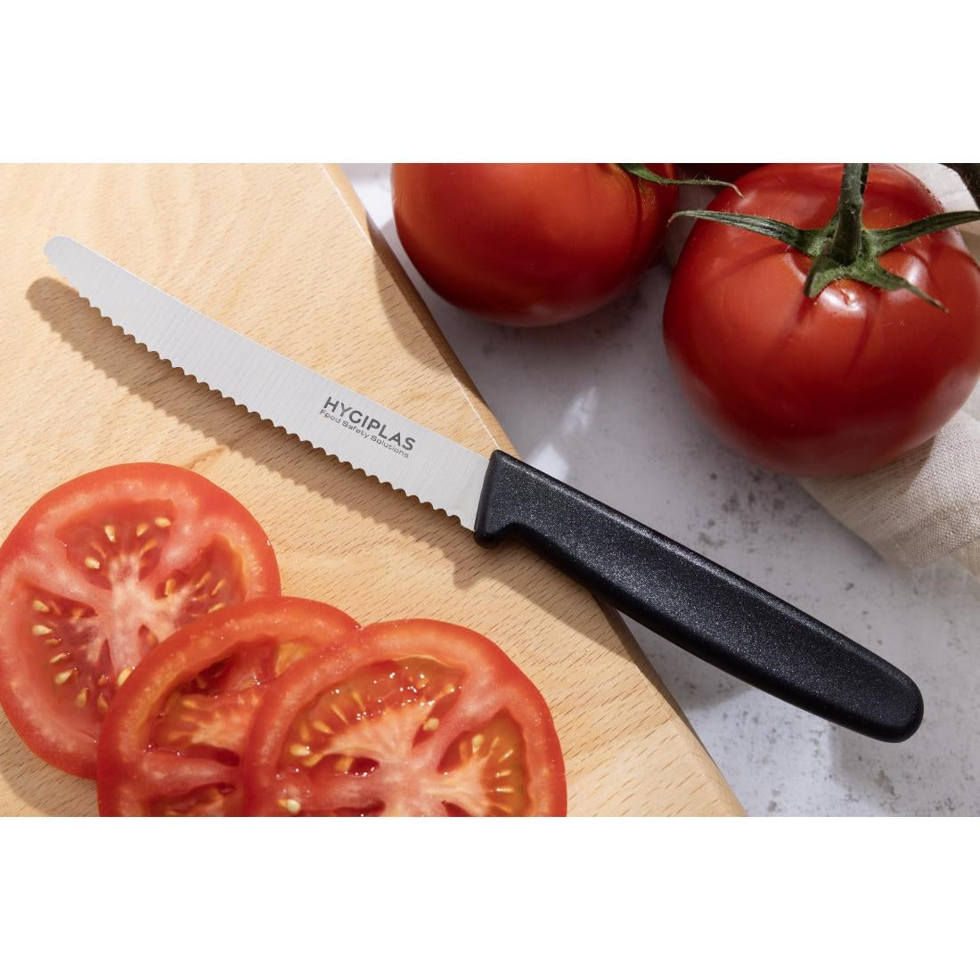 Couteau à tomates denté Hygiplas noir 100mm - Hygiplas - CF897