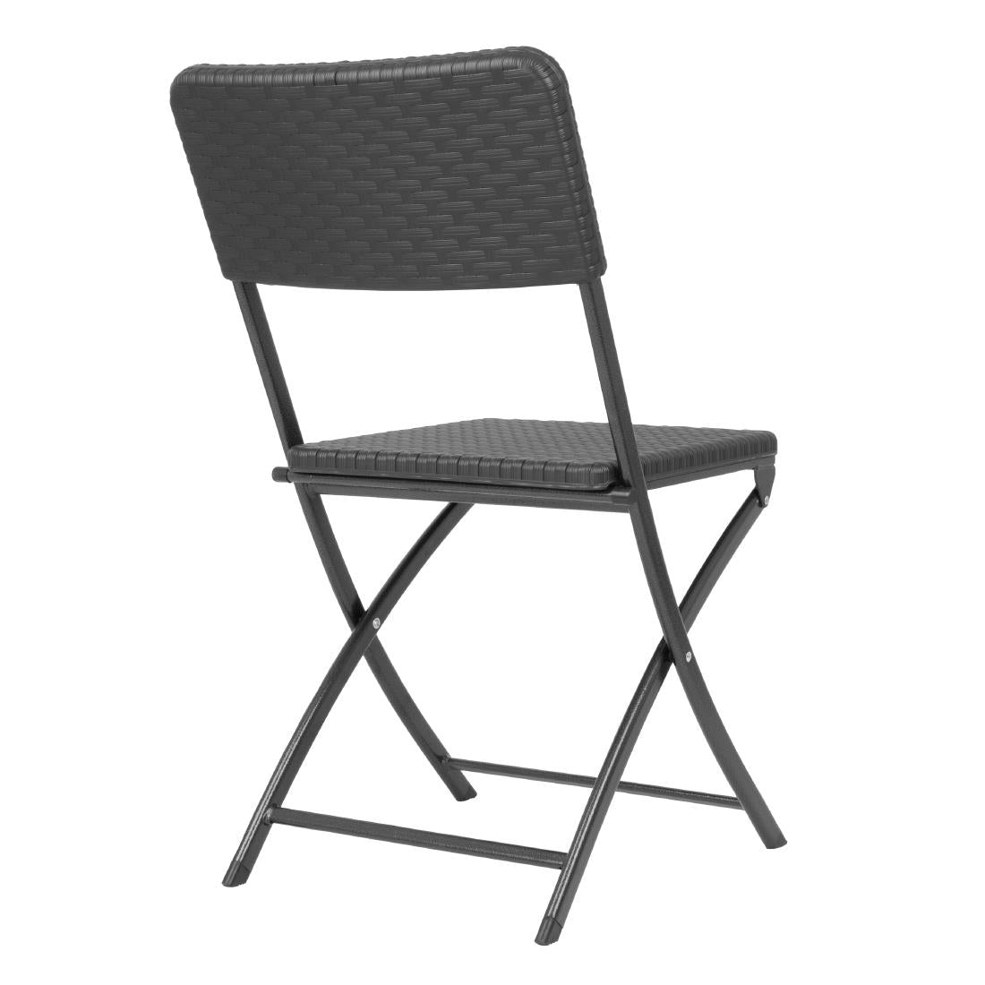 Chaises pliantes en rotin PE Bolero noires (lot de 2) - Bolero - HS559