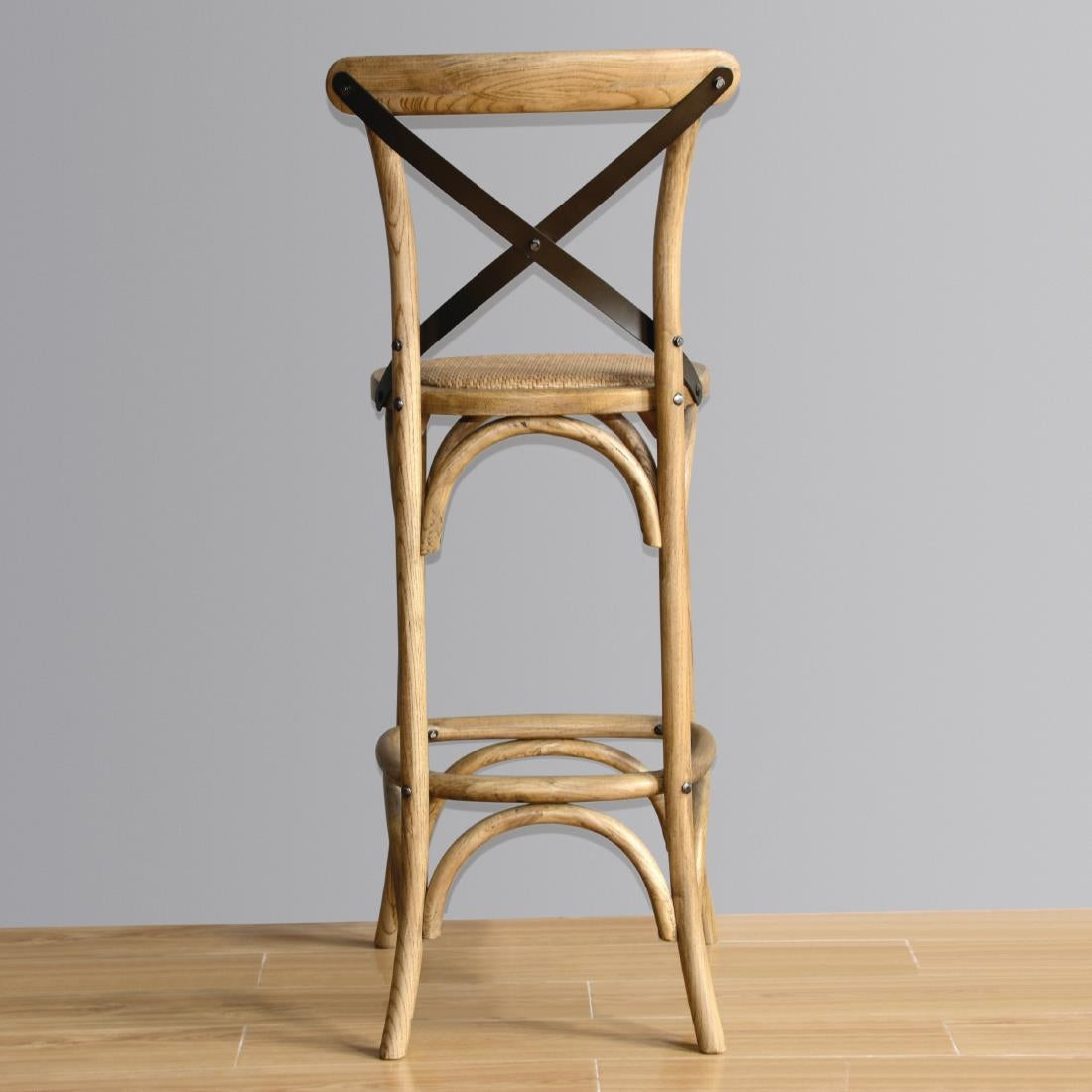 Tabouret de bar en bois avec dossier croisé Bolero métal - Bolero - GG657