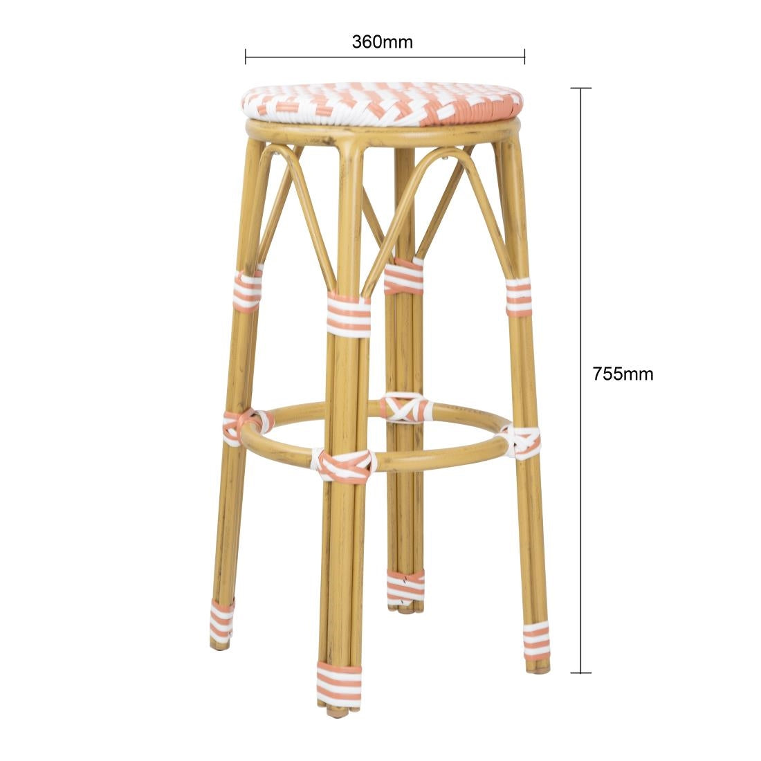 Tabourets de bar en rotin PE style parisien Bolero corail (lot de 2) - Bolero - HZ143