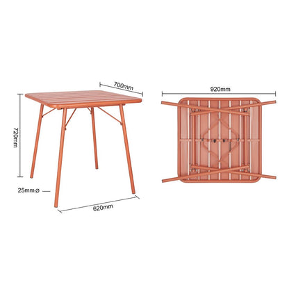 Table carrée à lattes en acier Bolero terracotta - Bolero - CK064