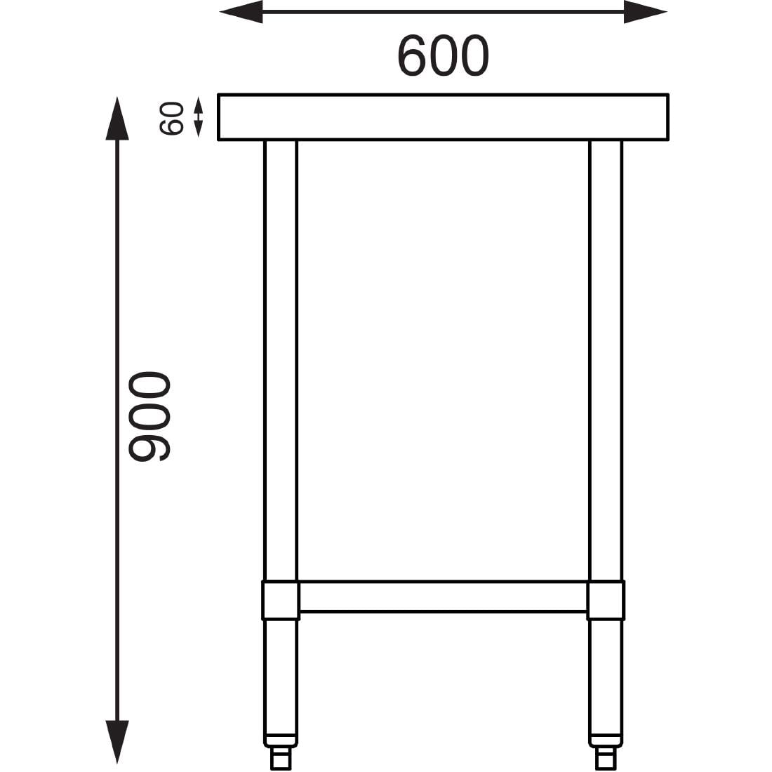 Table de préparation sans rebord en acier inoxydable Vogue 1500 x 600mm - Vogue - T377