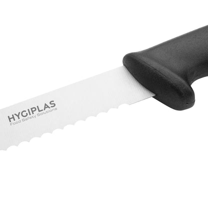 Couteau à trancher denté Hygiplas noir 248mm - Hygiplas - C579