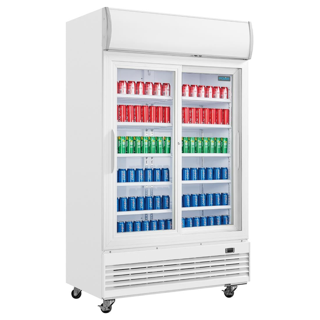 Armoire réfrigérée 2 portes vitrées coulissantes avec caisson lumineux Polar Série G 950L - Polar - GE581