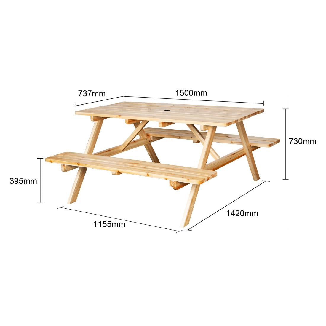 Table de pique-nique en bois Bolero Elements 1 532 mm - Bolero - JB840