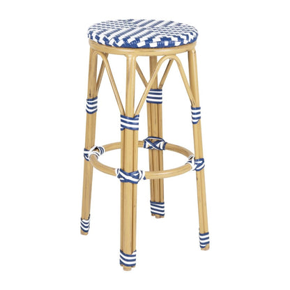 Tabourets de bar en rotin PE style parisien Bolero bleus (lot de 2) - Bolero - HZ145