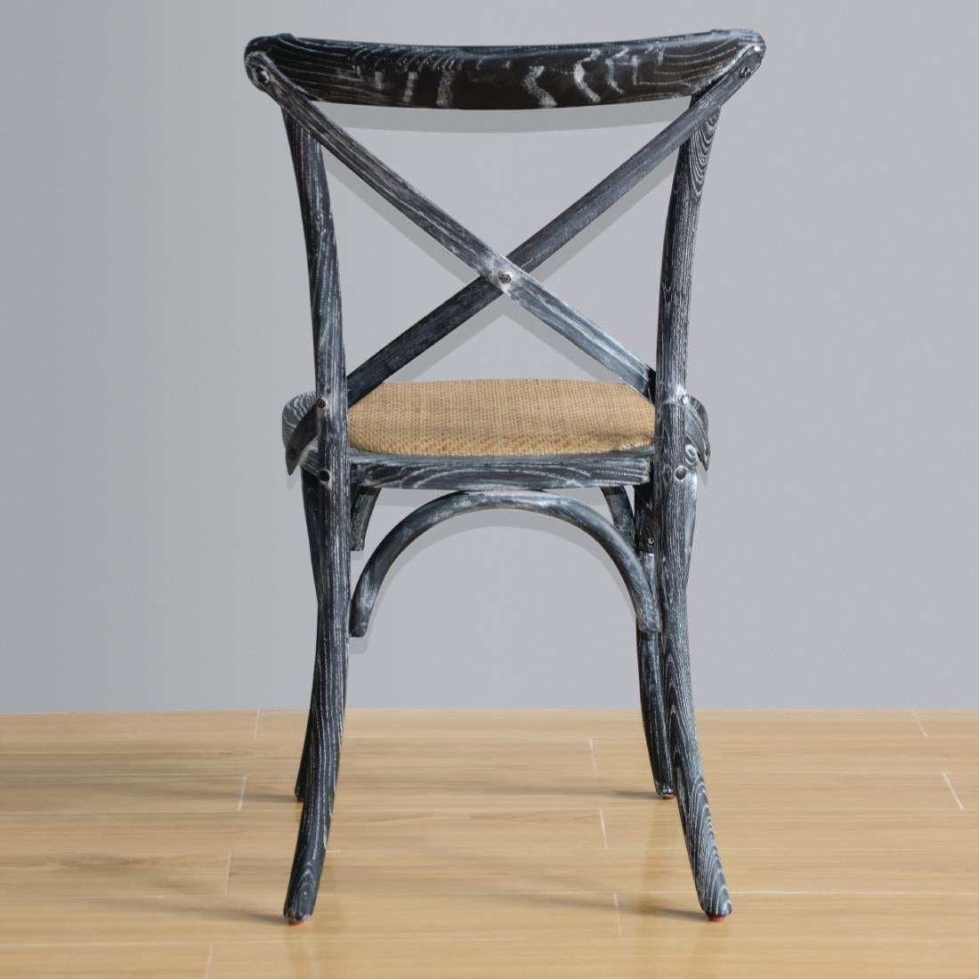 Chaises en bois patiné avec dossier croisé Bolero noires (lot de 2) - Bolero - GG654