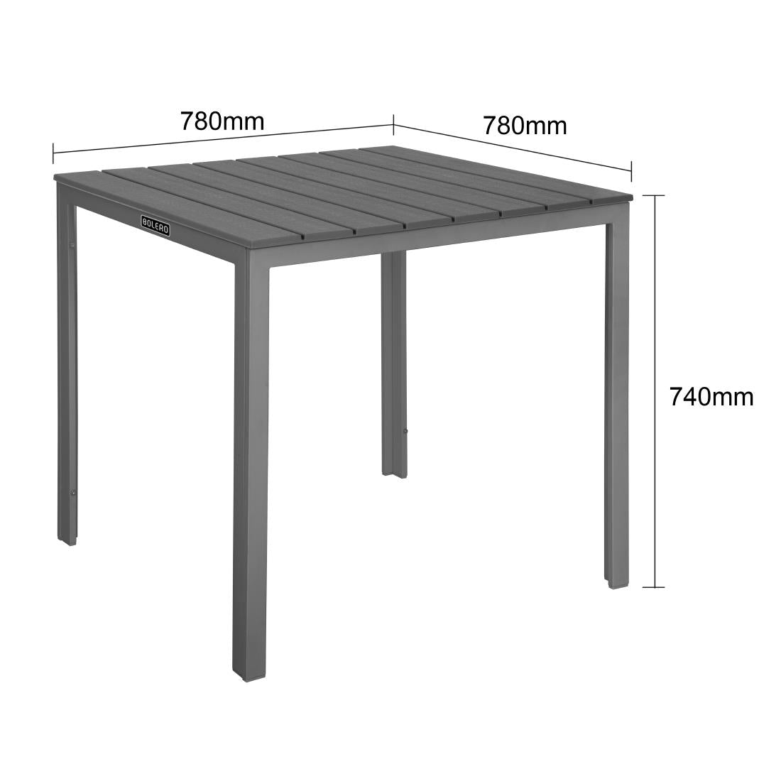 Table d'extérieur à lattes Bolero Valletta grise 780mm - Bolero - HZ021