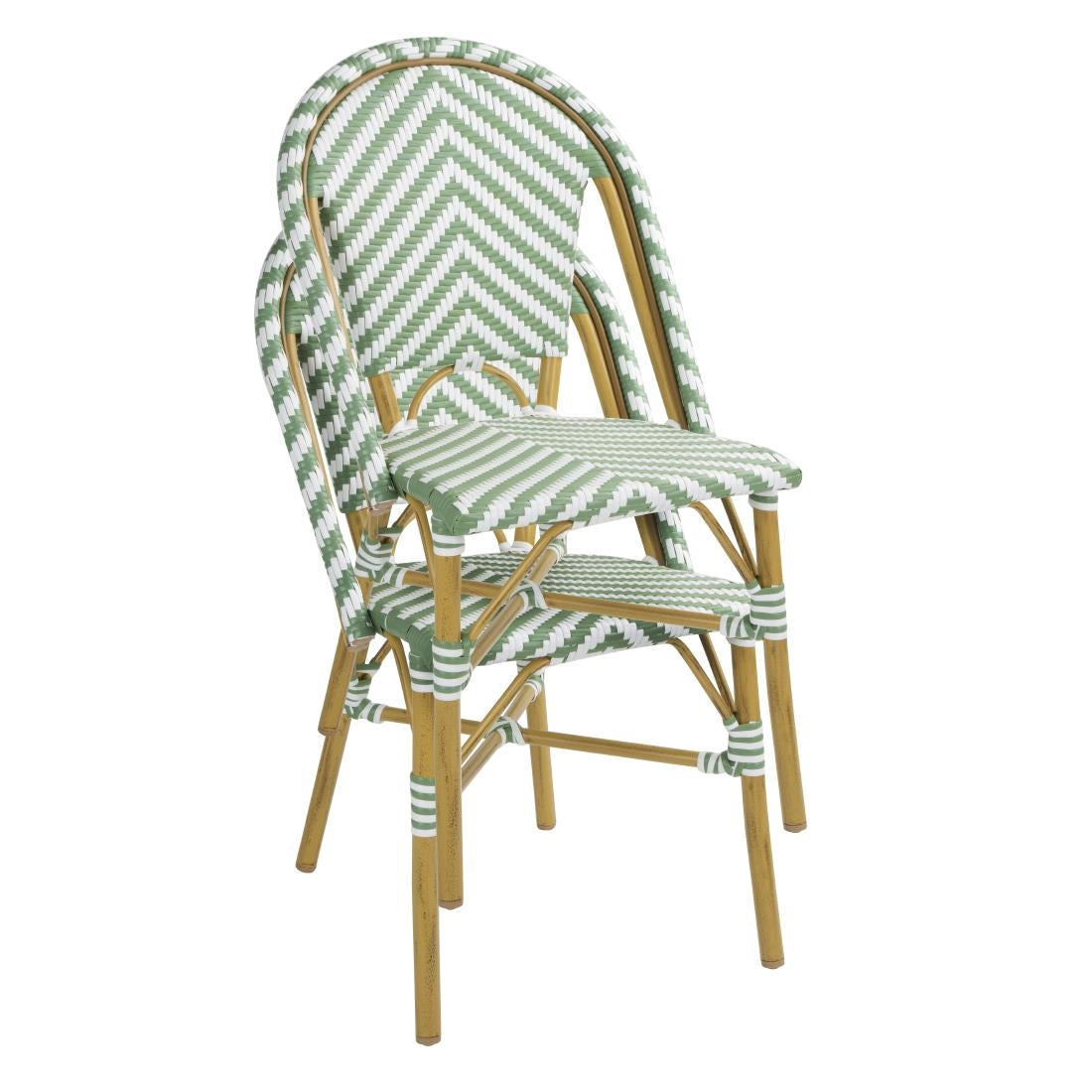Chaises style parisien en polyrotin PE Bolero vert clair (lot de 2) - Bolero - FU535