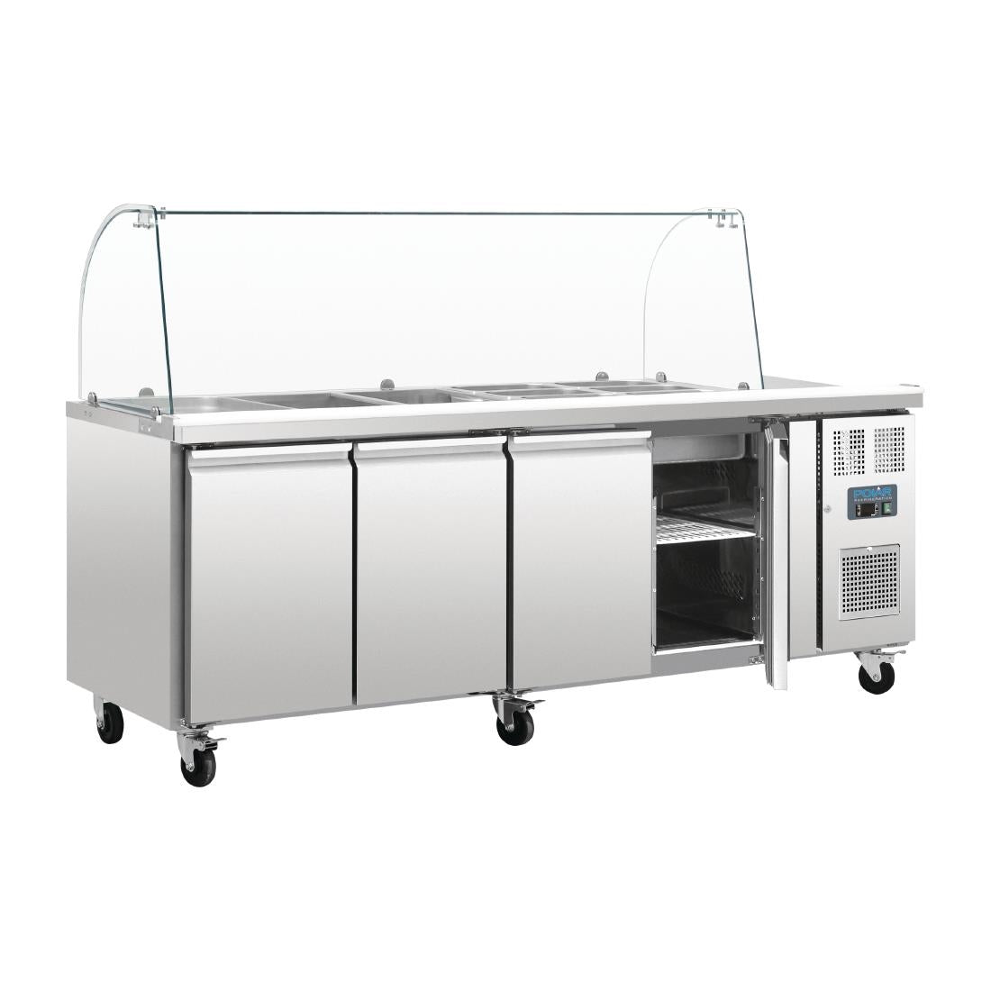 Comptoir de préparation réfrigéré GN avec pare-haleine Polar Série U 4 portes - Polar - CT395