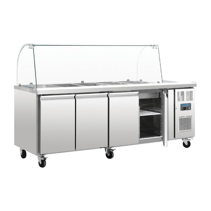Comptoir de préparation réfrigéré GN avec pare-haleine Polar Série U 4 portes - Polar - CT395