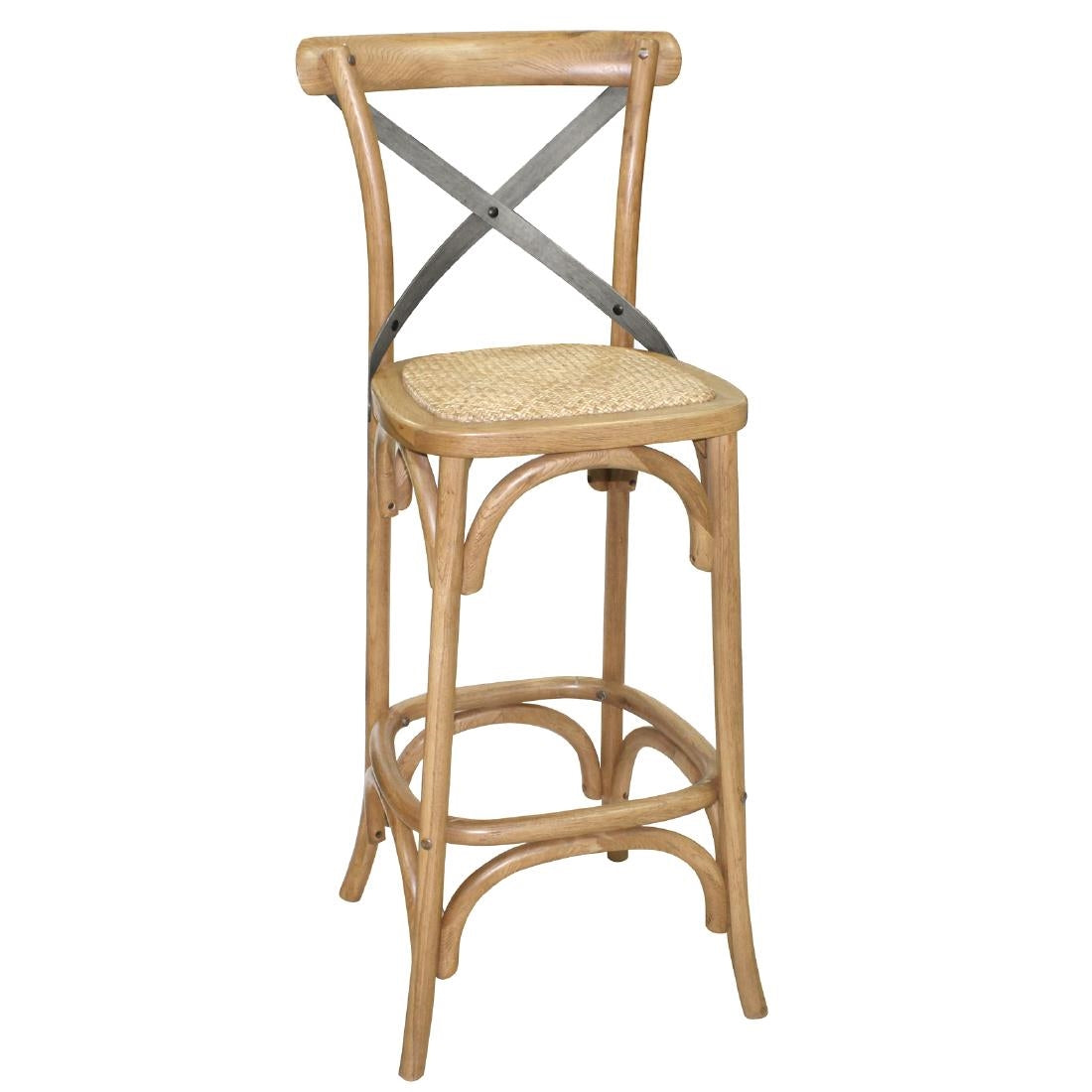 Tabouret de bar en bois avec dossier croisé Bolero métal - Bolero - GG657