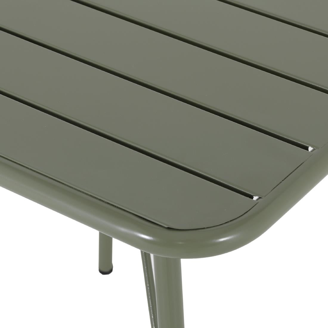 Table pliante à lattes carrée en acier Bolero Amalfi 700 mm vert olive - Bolero - HZ820
