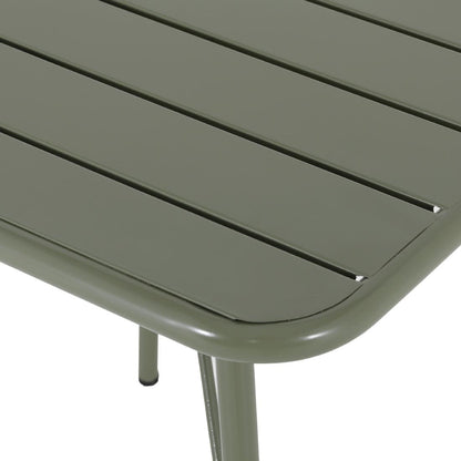 Table pliante à lattes carrée en acier Bolero Amalfi 700 mm vert olive - Bolero - HZ820