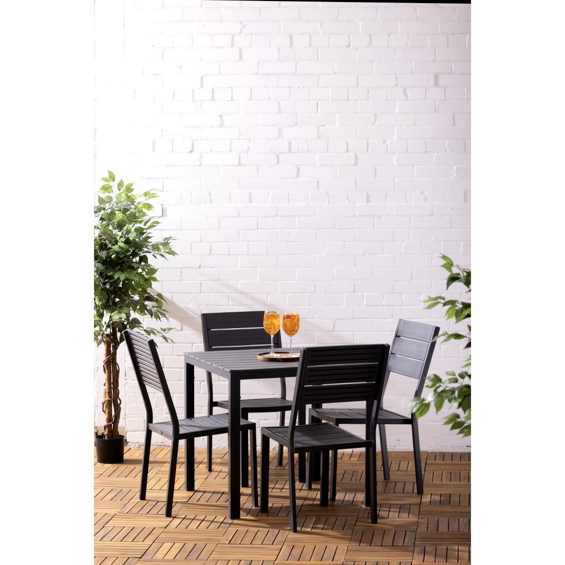 Table d'extérieur à lattes Bolero Valletta grise 780mm - Bolero - HZ021