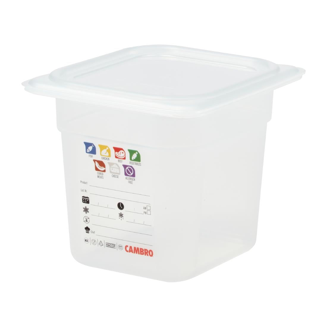 Bac en polypropylène Cambro Safetrak IML GN 1/6 150mm - Cambro - JN517