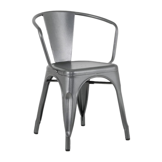Bolero Bistro Curve Fauteuils Gunmetal (lot de 4) - Bolero - HZ807