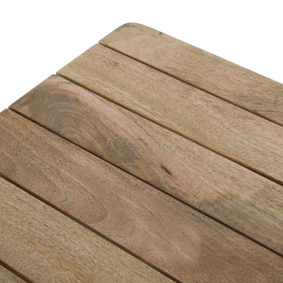 Table à manger à plateau à lattes en bois de manguier et piètement gris acier Bolero Bistro 650 mm - Bolero - HZ813