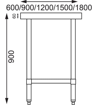 Table de préparation sans rebord en acier inoxydable Vogue 1500 x 600mm - Vogue - T377
