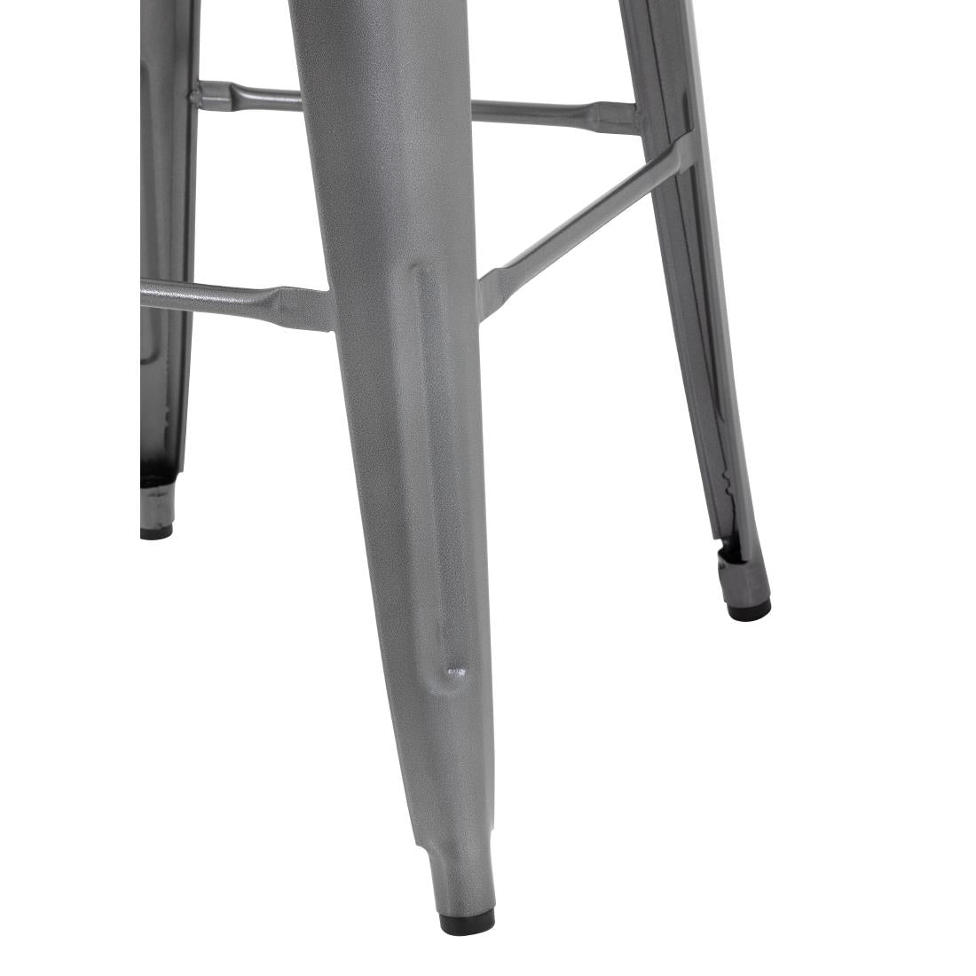 Tabouret bistro haut en acier gris avec assise en bois Bolero (lot de 4) - Bolero - GM639