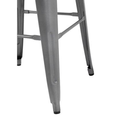 Tabouret bistro haut en acier gris avec assise en bois Bolero (lot de 4) - Bolero - GM639