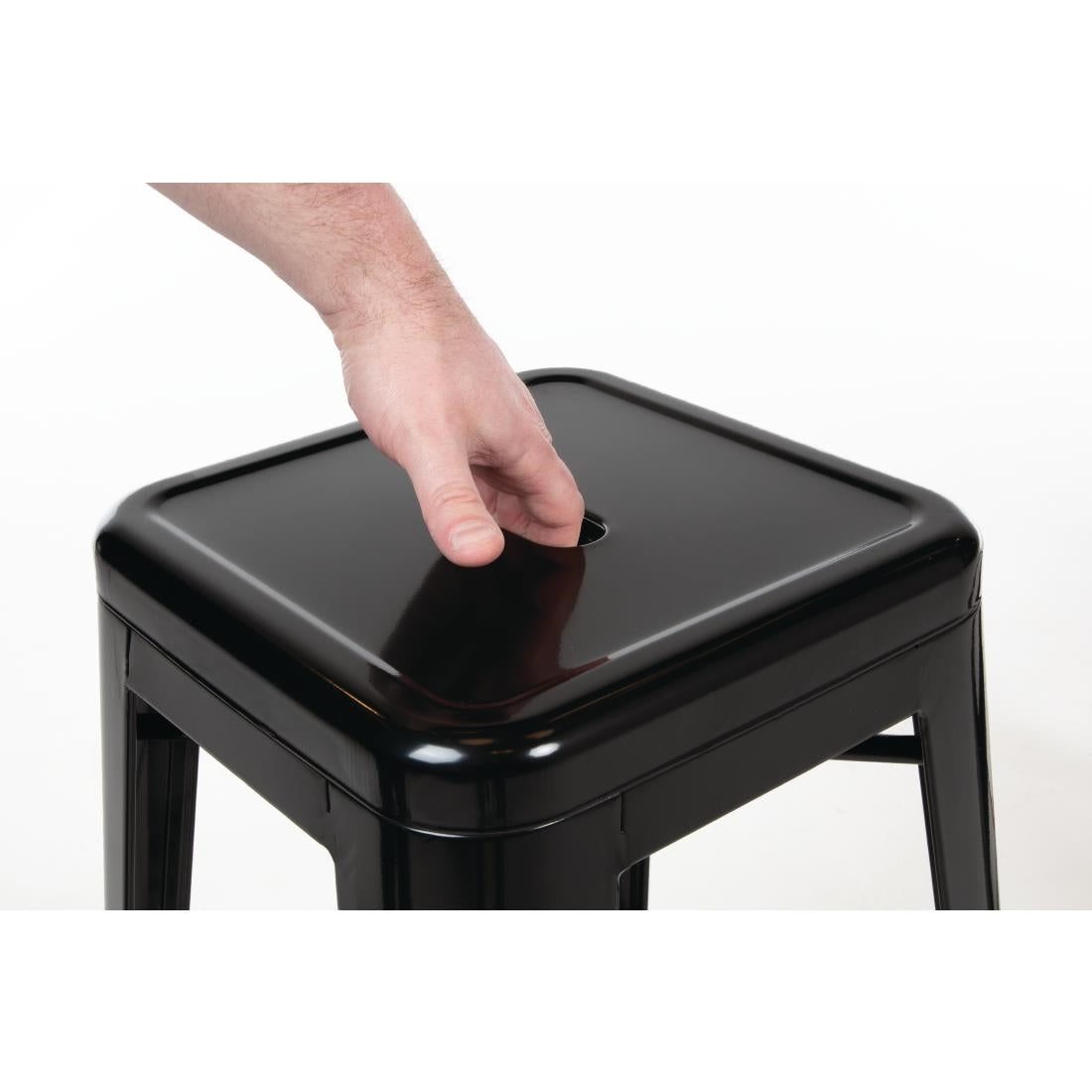 Tabourets hauts en acier galvanisé Bolero Bistro noirs (lot de 4) - Bolero - DL881