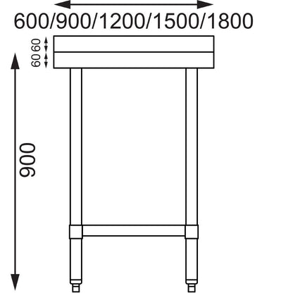 Table de préparation avec rebord en acier inoxydable Vogue 1200 x 600mm - Vogue - T381