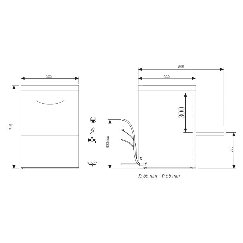 FAST - Lave-verres/vaisselle avec affichage digital - Panier 450 x 450 mm - Elettrobar