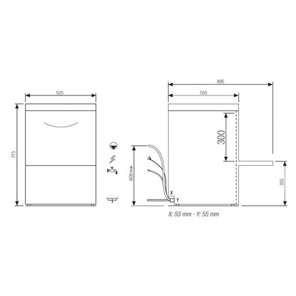 FAST - Lave-verres/vaisselle avec affichage digital - Panier 450 x 450 mm - Elettrobar