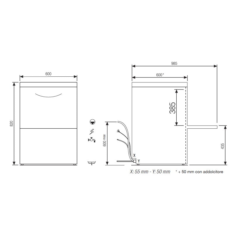 RIVER - Lave-vaisselle - Panier 500 x 500 mm - Elettrobar