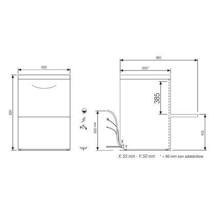 RIVER - Lave-vaisselle - Panier 500 x 500 mm - Elettrobar