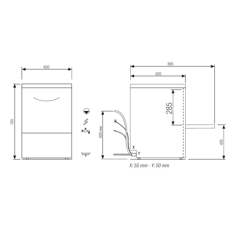 RIVER - Lave-verres/vaisselle - Panier 500 x 500 mm - Elettrobar
