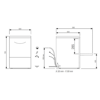 RIVER - Lave-verres/vaisselle - Panier 500 x 500 mm - Elettrobar