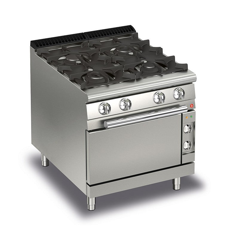 Fourneau - 4 feux vifs gaz sur four électrique - Gamme QUEEN 700 - Baron