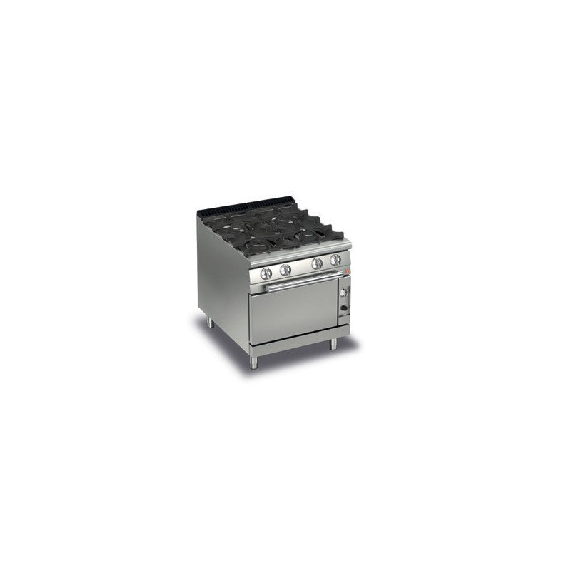 Fourneau - 4 feux vifs gaz sur four gaz - Gamme Queen 900 - Nosem