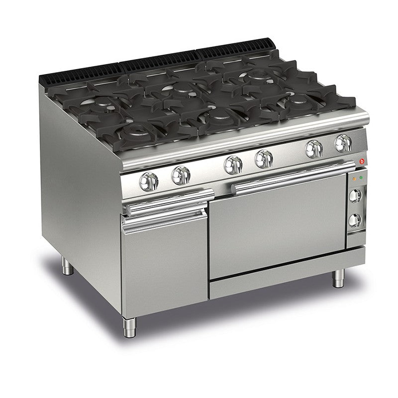 Fourneau - 6 feux vifs gaz sur four électrique et placard fermé - Gamme QUEEN 700 - Baron