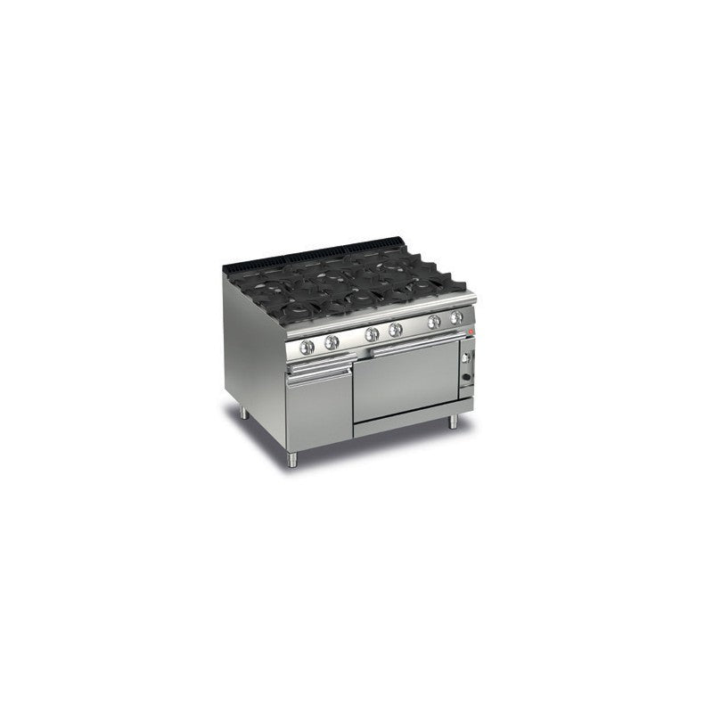 Fourneau - 6 feux vifs gaz sur four gaz et placard neutre - Gamme Queen 900 - Nosem