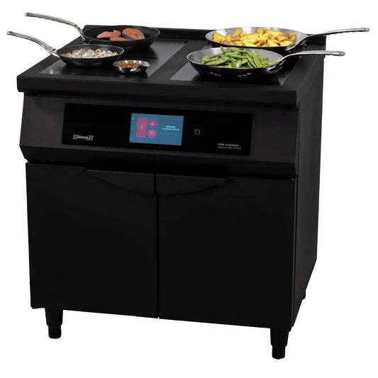 Fourneau à induction 2 feux + 2 plaques Flex zone 800 avec soubassement noire