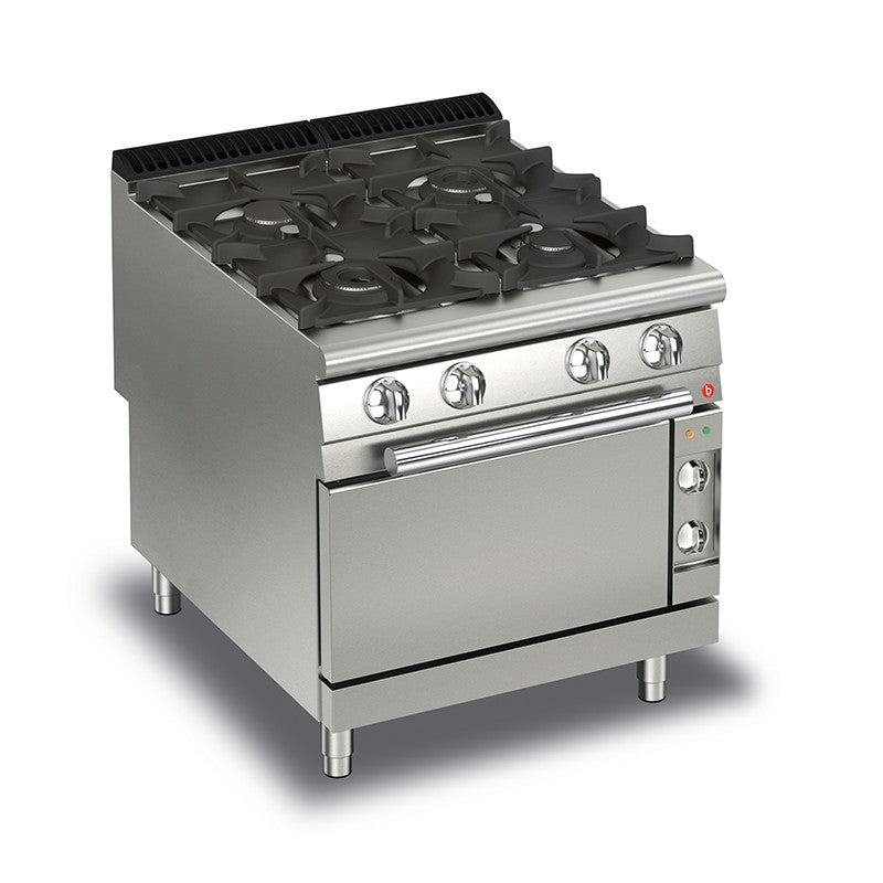 Fourneau - 4 feux vifs gaz sur four électrique - Gamme Queen 900 - 90QPCFGE800 - Nosem