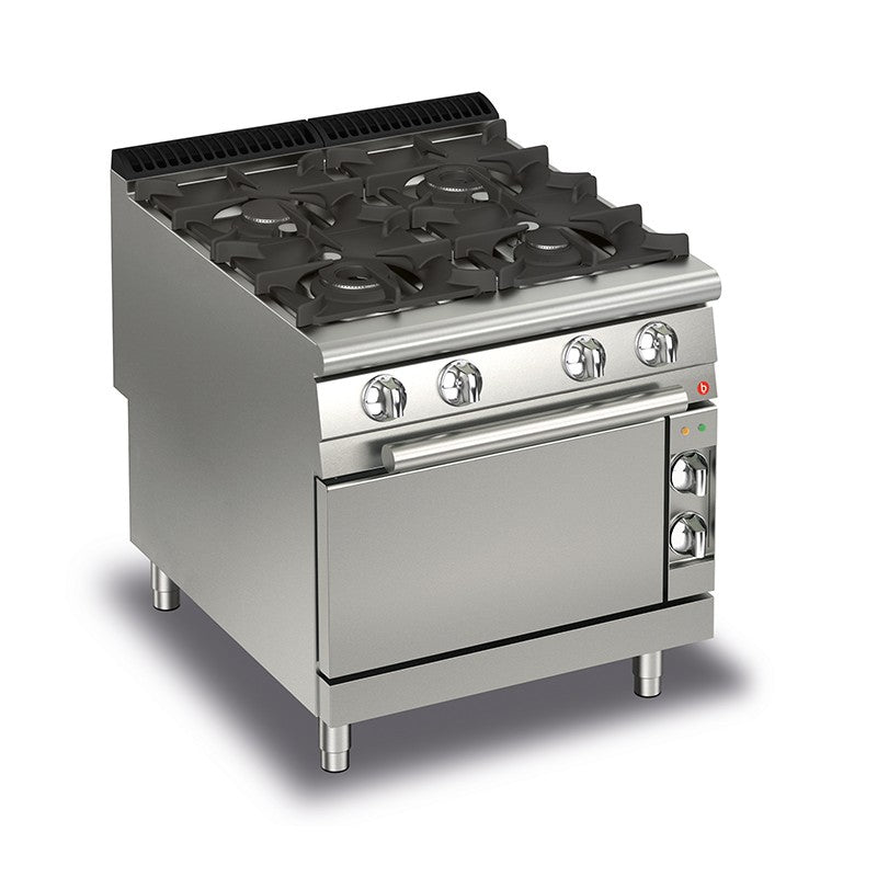 Fourneau gaz sur four gaz - 4 feux vifs - Gamme Queen 900 - Nosem