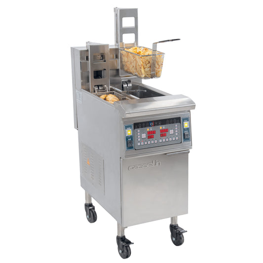 Friteuse électrique avec relevage automatique et filtration 2 x 12 litres 17Kw