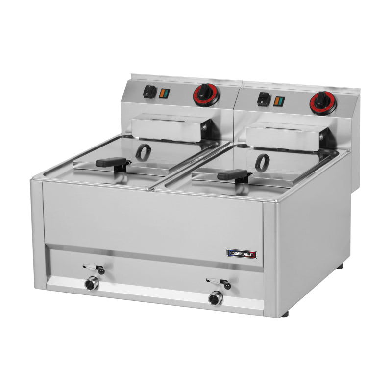 Friteuse électrique avec vanne de vidange 2x8 litres