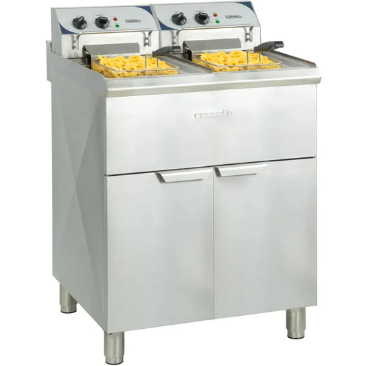 Friteuse électrique sur pieds 2 x 10 litres haut rendement