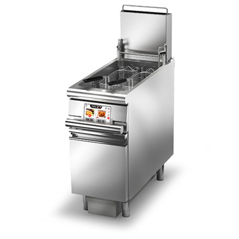 Friteuse gaz monobloc - Levage paniers - 23 L - EVO - Largeur 400 mm - Gamme QUEEN 900 - Baron