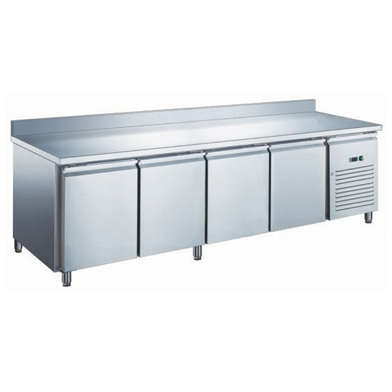 Table réfrigérée inox négative avec évaporateur ventilé - 4 portes - 553 litres - Avec dosseret - Furnotel